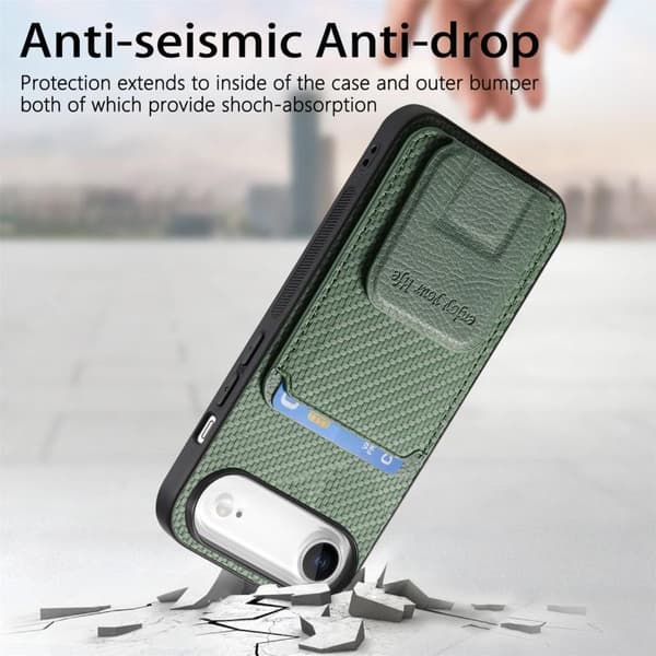 iPhone 17 Air Skal - Kolfiber med Fällbart Ställ Grön