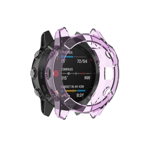 För Garmin Fenix ​​6/6 Pro Smart Watch Half Coverage TPU case Transparent Purple