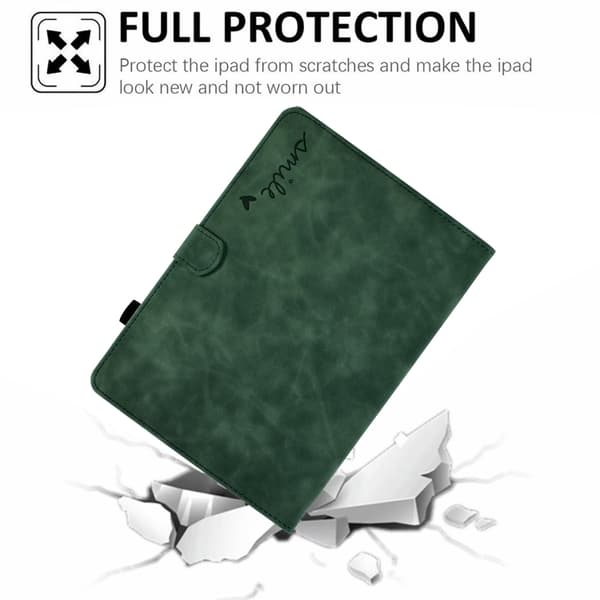 Samsung Galaxy Tab A9 / A11 Prägad Smile Flip Smart Läderfodral Grön