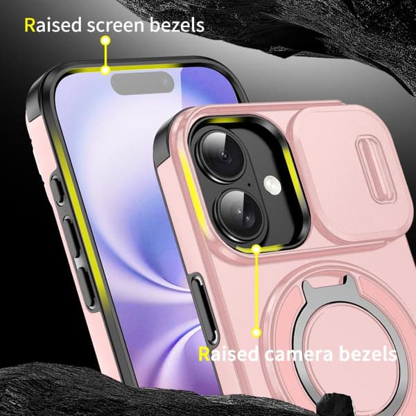 iPhone 17 Skal med Sliding Camshield Ring Holder Rosa