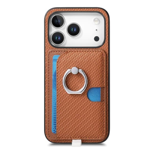 iPhone 17 Pro Skal med kolfiber ring och MagSafe kortfack Brun