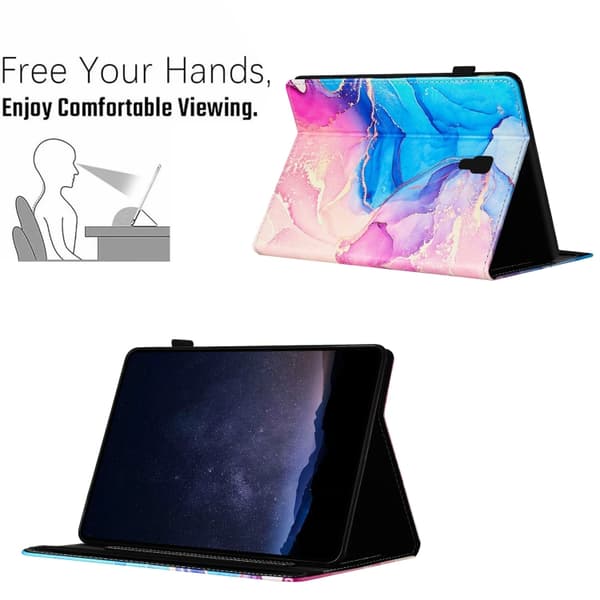 Samsung Galaxy Tab A 10.5 T590 Marble Litchi Läderfodral Rosa Blå