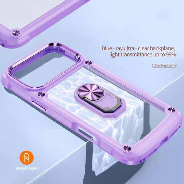 iPhone 17 Pro Skal med TPU + PC Linsskydd och Ringhållare Blå