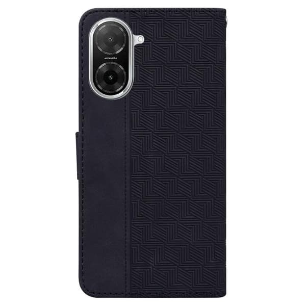 Redmi A5 4G - Geometriskt Prägling Läderfodral Svart
