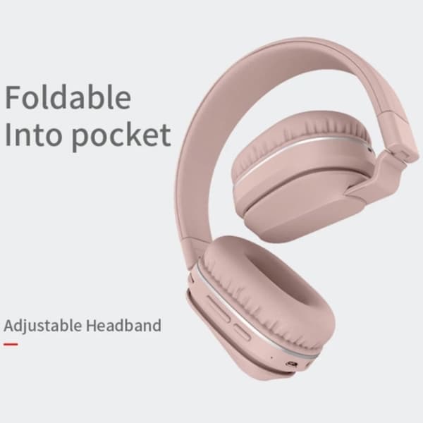 P2 Fällbar Stereo Bluetooth Trådlöst Headset Inbyggd Mikrofon för PC / Mobiltelefoner Rosa