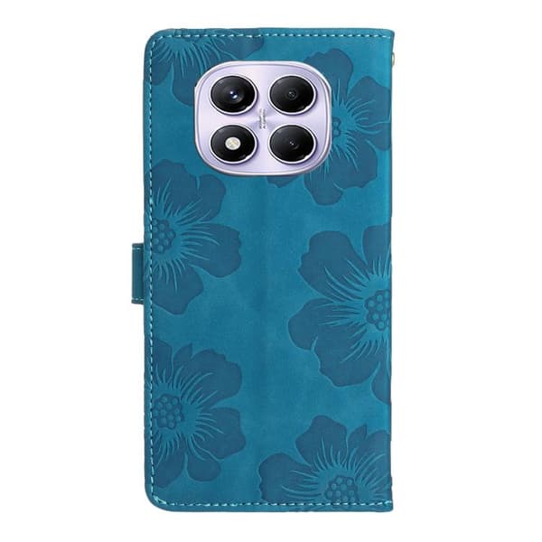 Redmi Note 14 Pro 4G - Blommig Pr präglad Läderfodral Blå