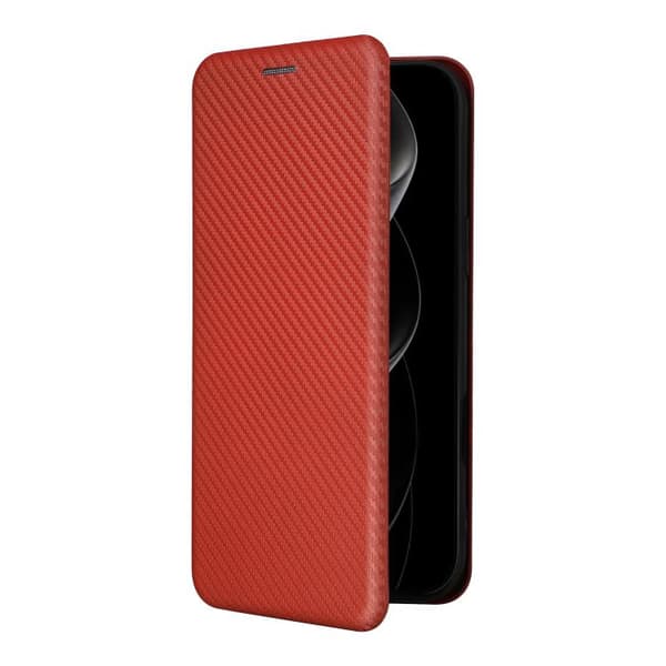iPhone 18 Pro Max / iPhone 17 Pro Max Skal läderfodral med kolfibertextur Brun
