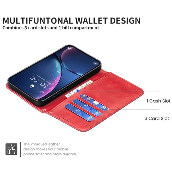iPhone 18 Pro Max / iPhone 17 Pro Max Skal läderfodral - ren färg med lammskinnsstruktur Röd