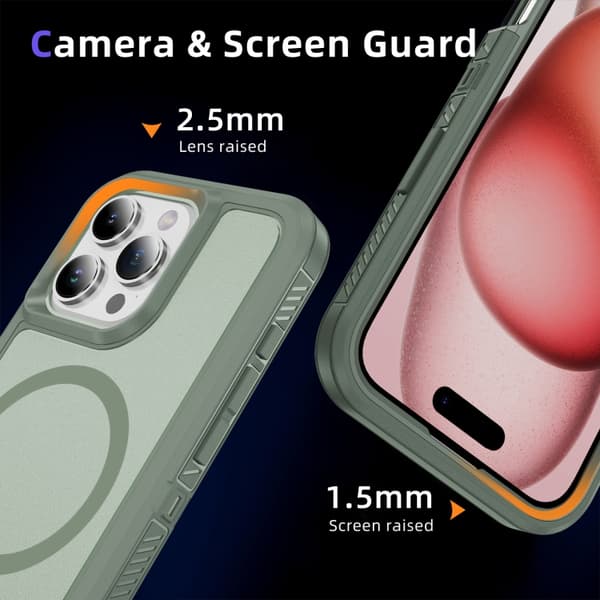 iPhone 16 Pro Max Skal med MagSafe Magnetisk Ring - Matt Finish Grön