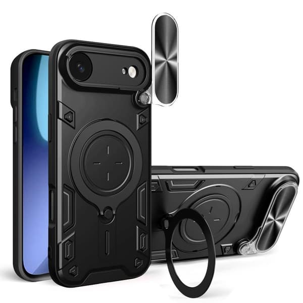 iPhone 17 Air Skal med CD-textur och magnetisk Camshield Svart