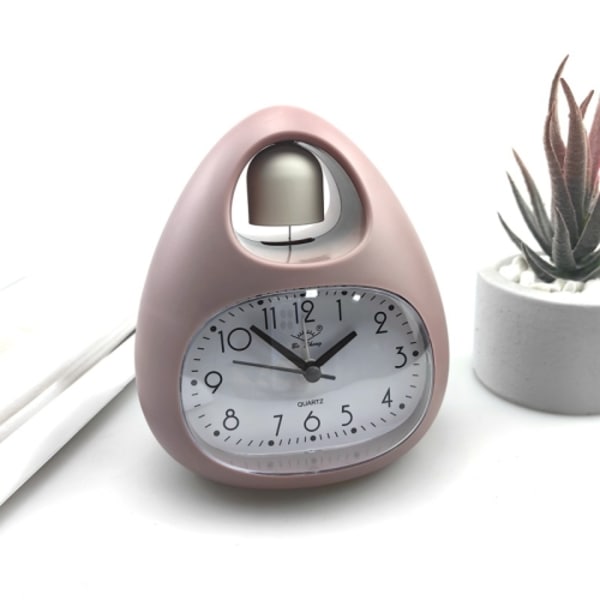 GH809 Äggformad skrivbordsväckarklocka för barn, sängklocka, söt klocka med klocka (rosa)