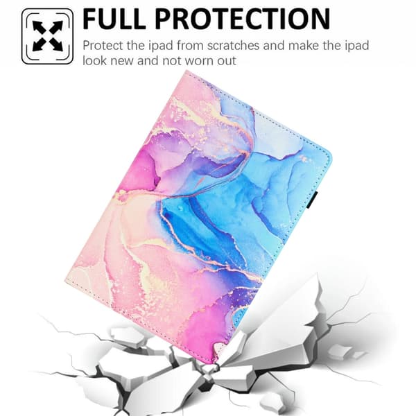 Samsung Galaxy Tab A9 / A11 Marble Litchi Läderfodral Rosa Blå