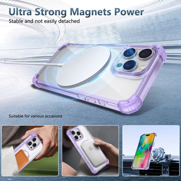 iPhone 16 Pro Max Transparent MagSafe Magnetisk Skal Purpur