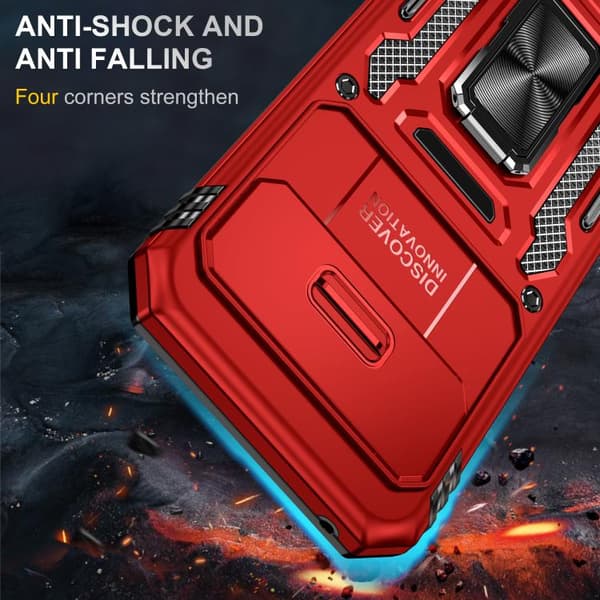 för Pixel 9a Skal med Armor PC + TPU Kameraskydd Röd