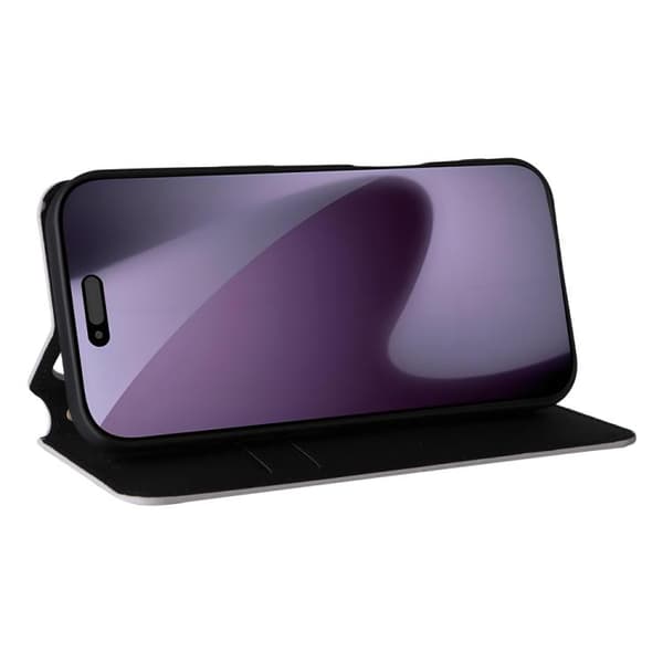 iPhone 18 Pro / iPhone 17 Pro Skal läderfodral med kubisk rutmönster Silver