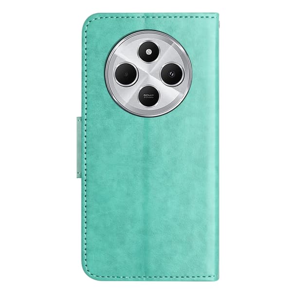 Redmi Note 14 Pro+ 5G - Flip Läderfodral med Fjäril Blommönster Grön