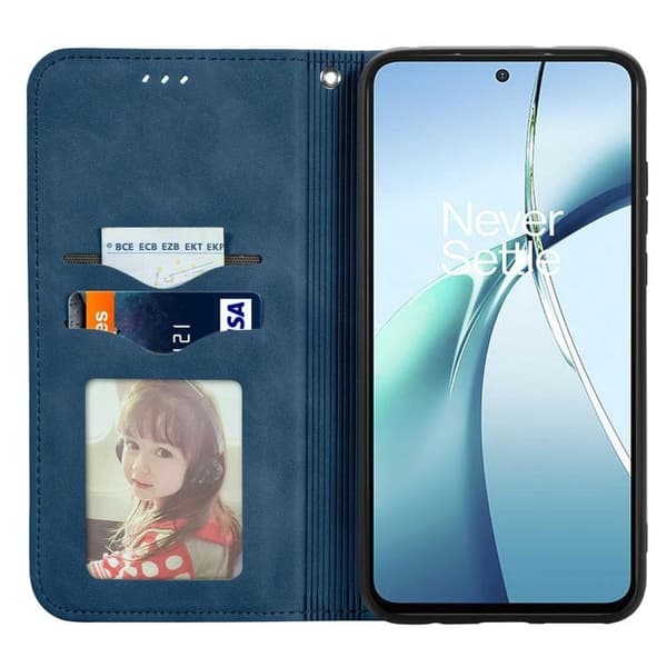 Redmi Note 14 4G - Retro Skinnkänsla Magnetisk Flip Läderfodral Blå