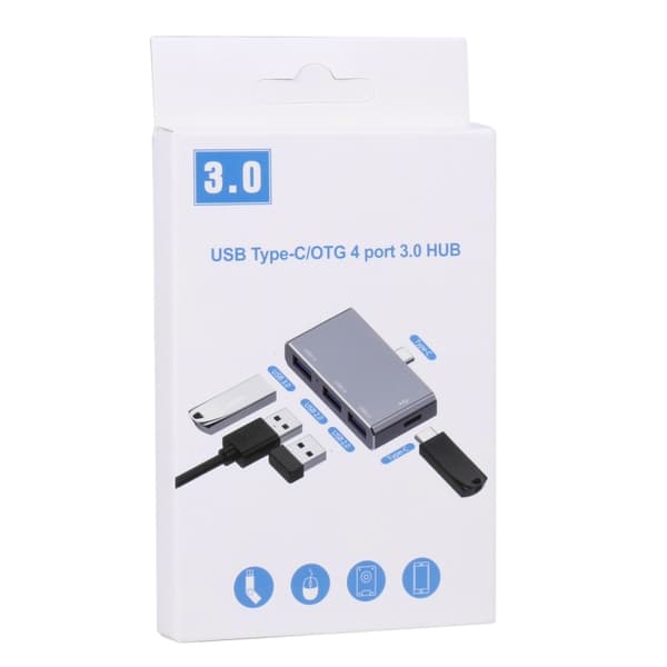 USB-C / Typ-C till OTG 4-Port USB 3.0 Hub Adapter - Snabb och Lättviktig