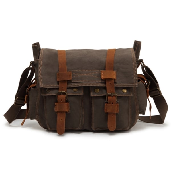 AUGUR 2138 Herr Casual Canvas Axelväska Messenger Crossby Väska Army Green