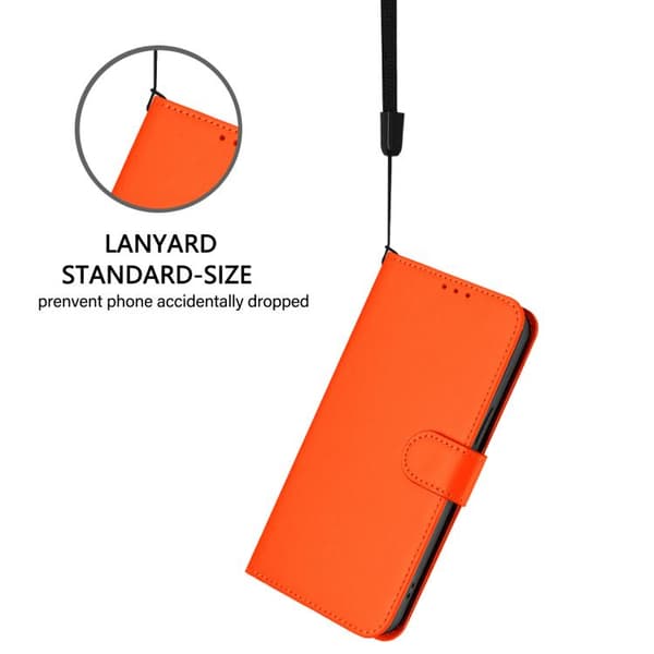 iPhone 18 Pro Max / iPhone 17 Pro Max Skal Läderfodral - Solid Färg med Lanyard Orange