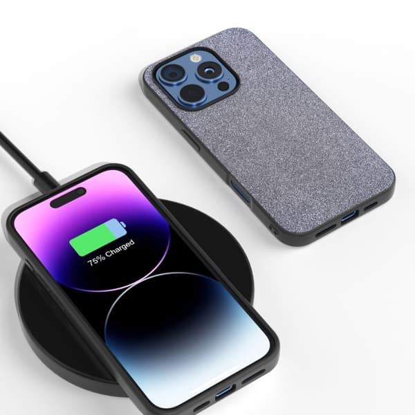 iPhone 16 Pro Max Glitter Shockproof Skal med Svart Ram Svart