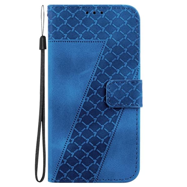 iPhone 18 Pro / iPhone 17 Pro Skal Läderfodral med Sju-formad Prägling Blå