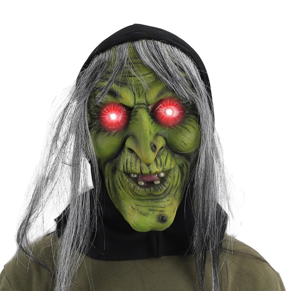 Halloween Evil Witch Latex Mask Med Långt Hår Och Hatt Festdräkt Skrämmande Prop