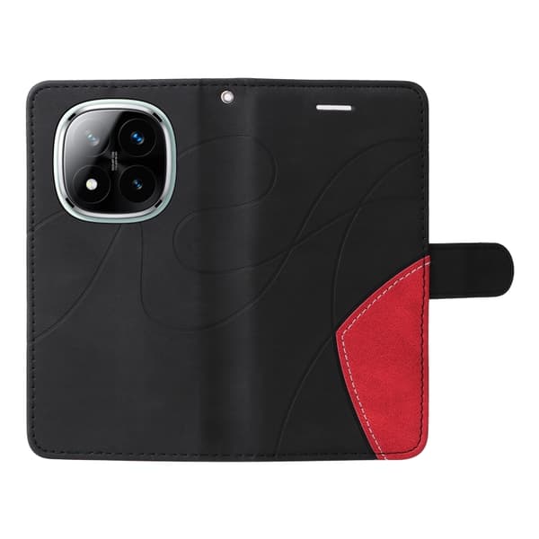 Redmi Note 14 Pro / 14 Pro+ 5G - Flip-läderfodral med tvåfärgad splicing Svart