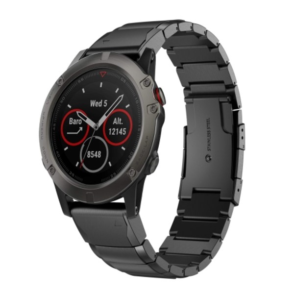 För Garmin Fenix ​​5X Sapphire 26mm Tortoise Shell i rostfritt stål watch Black