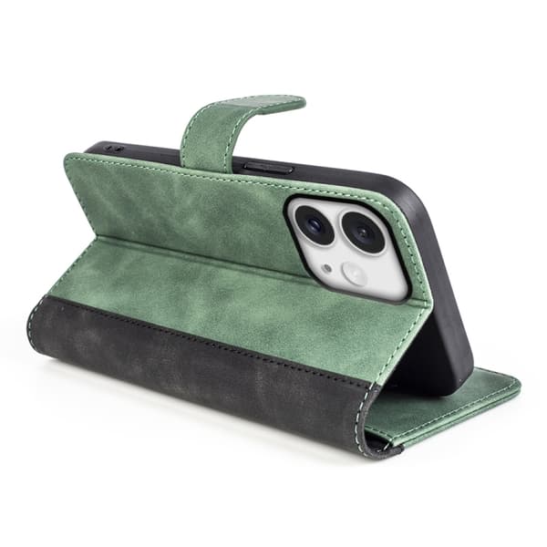 iPhone 16 Pro Skal Läder med Horisontell Flip Design Grön