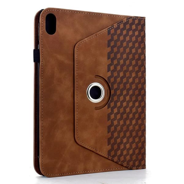 iPad mini 2024 / mini 6 Skal - Rotatable Rhombus Prägad Smart Läderfodral Brun