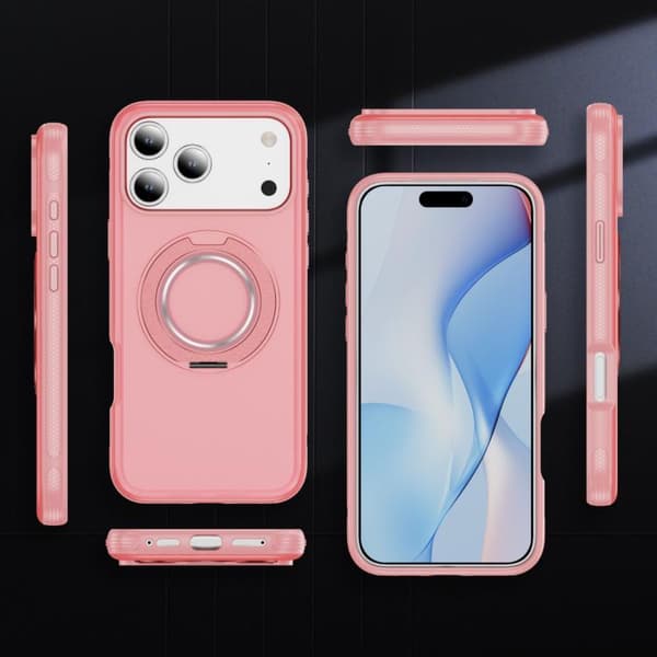 iPhone 18 Pro Max / iPhone 17 Pro Max Skal - Translucent PC Gear Holder med C MagSafe Ljusrosa + Rosa