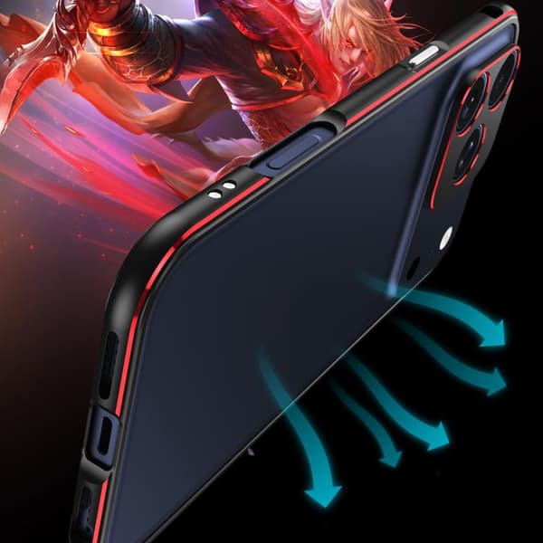 iPhone 17 Pro Max Aurora Series Linsskydd + Metallram Skal Svart Blå