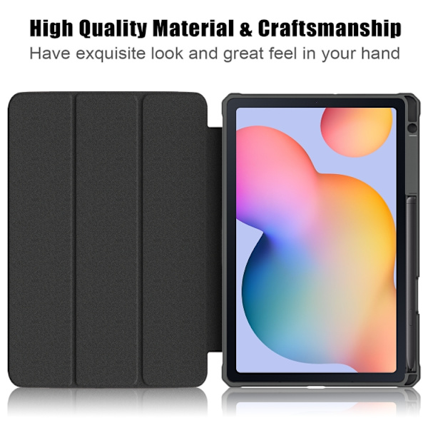 Samsung Galaxy Tab S6 Lite 3-Fold Smart Läderfodral Svart