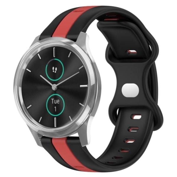 För Garminmove Luxe 20 mm Butterfly Spänne Tvåfärgad watch Black-Red