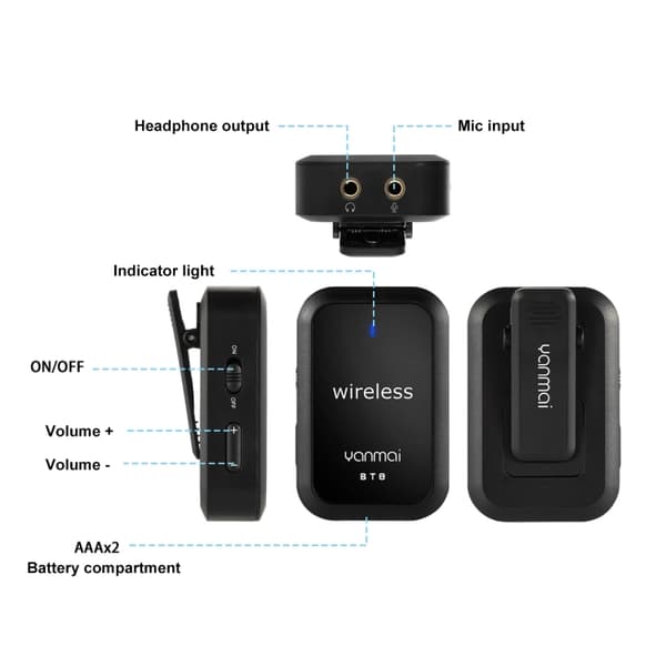 Yanmai BT8 Bluetooth trådlös mikrofon (svart)