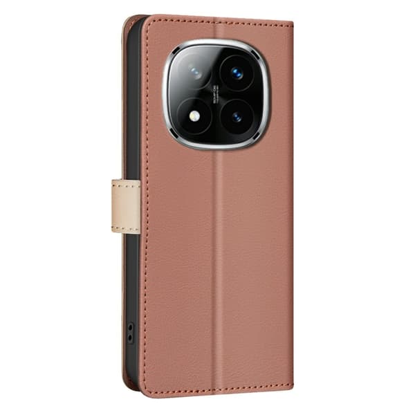 Redmi Note 14 Pro 5G / Note 14 Pro+ 5G Färgmatchande RFID Antistöld Läderfodral Brun