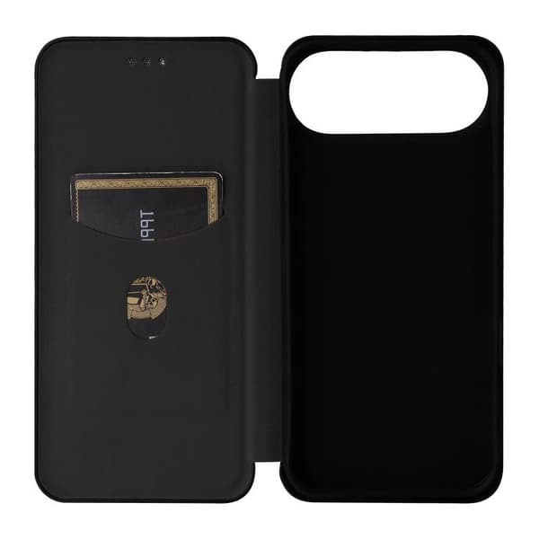 iPhone 17 Air Skal läderfodral - kolfibertextur Svart