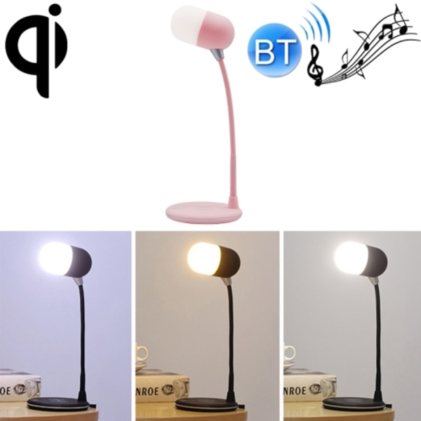 L4 Multifunktionell trådlös laddning LED-skrivbordslampa med Bluetooth 5.0-högtalare (rosa)
