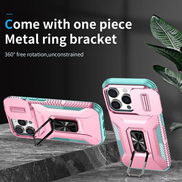 iPhone 16 Pro Max Sliding Camshield Skal - Skydda Din Telefon Med Stil Rosa och grågrön