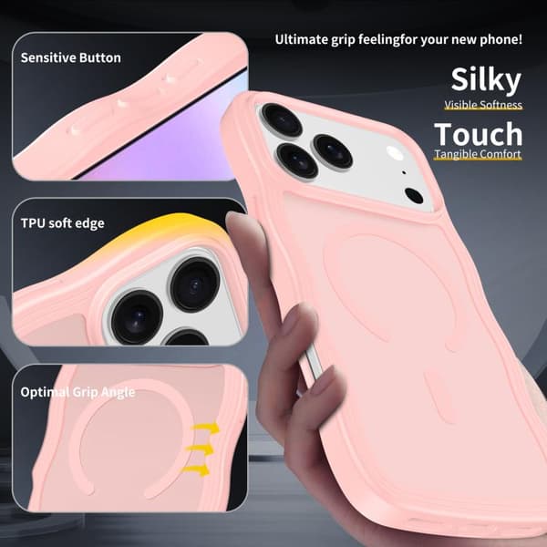 iPhone 17 Pro Skal med Vågtextur och MagSafe Rosa