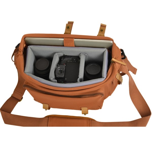 CADeN F1 Canvas Outdoor Fritids En Axels Digitalkamera Väska Brun