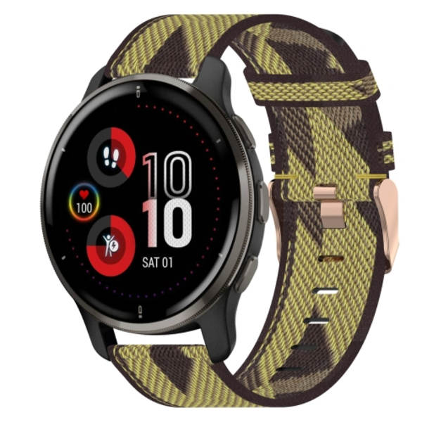 För Garmin Venu 2 Plus 20mm Nylon Woven Watch Band Yellow