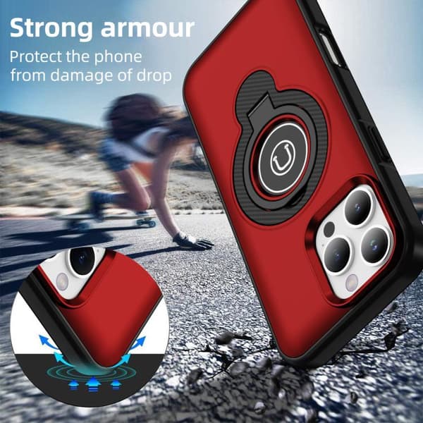 iPhone 16 Pro Ring Holder Magnetisk Skal Röd