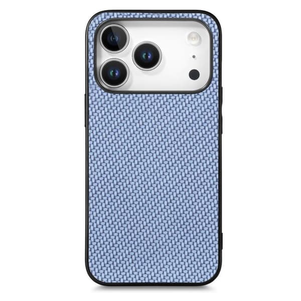 iPhone 18 Pro Max / iPhone 17 Pro Max Skal - kolfibertextur och läder Blå