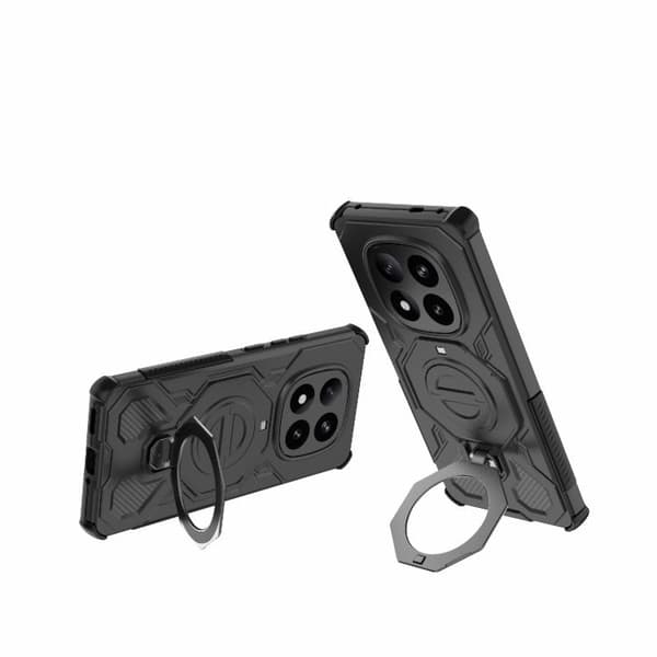 Redmi Note 14 Pro+ 5G Global - J-20 Solid Färg MagSafe Magnetisk TPU+PC Mobilskal Svart