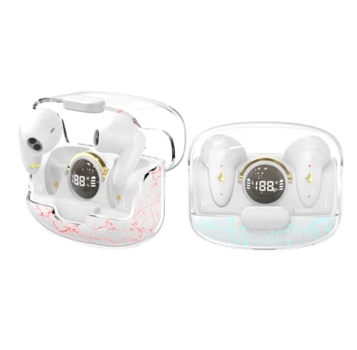 TWS Trådlösa Bluetooth-headset In-ear Space Capsule Gaming Headset Transparent Vit