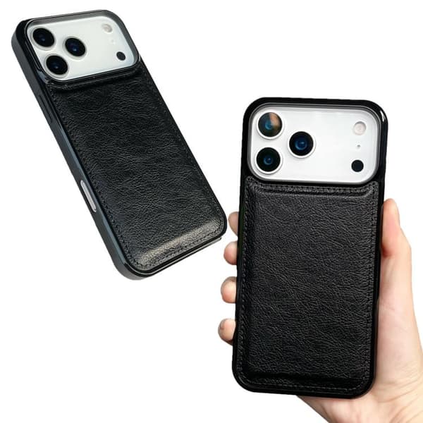 iPhone 18 Pro Max / iPhone 17 Pro Max Skal - äkta läder med textur Svart