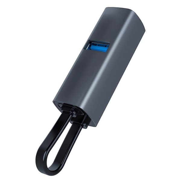Typ-C till USB3.0 och Dubbel USB2.0 Bärbar Multifunktionell Dockningsstation Hub Adapter (Grå)