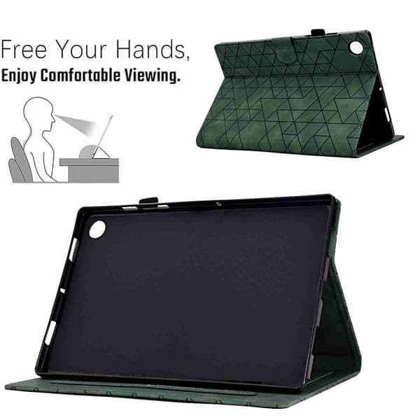 Samsung Galaxy Tab A9 / A11 Rhombus TPU Smart Läderfodral Grön